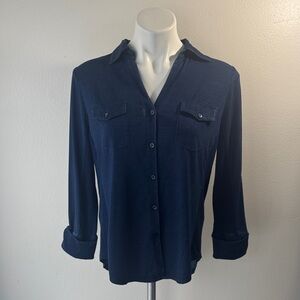 Chico's Denim Blue Collared Shirt
